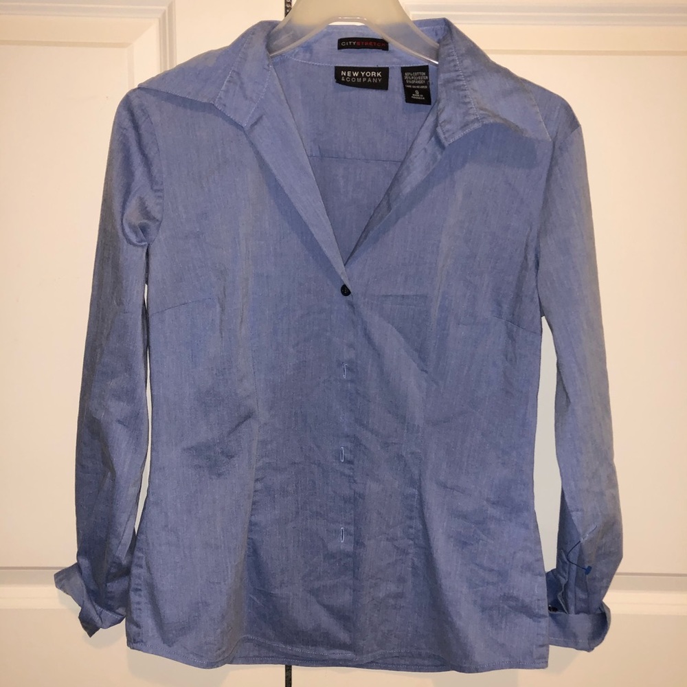 NY and company blue button down shirt